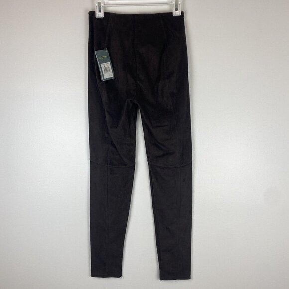 Lysse Women's Faux Suede Pants High Waist Size S NWT Espresso Brown Skinny Taper - Picture 3 of 10